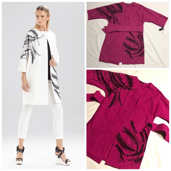Natori Jackets & Blazers - Josie Natori Resort Texture Topper Jacket in Pink